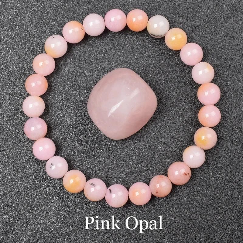 Perles de 8 mm 17cm-6,7 pouces 14 Opale rose