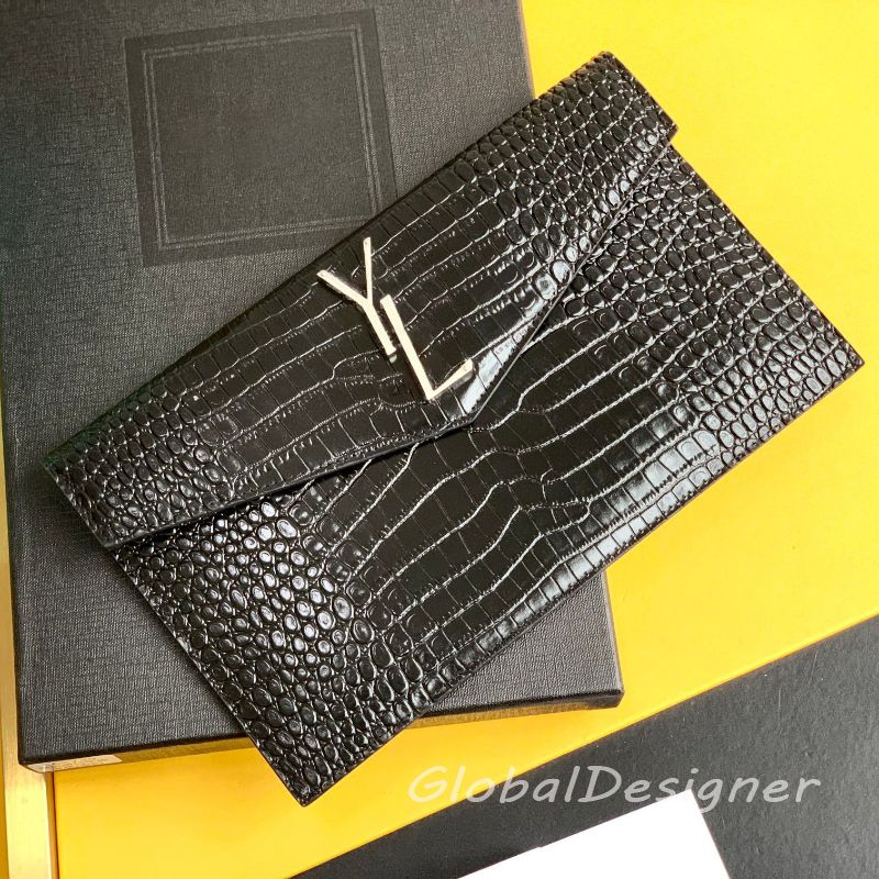 Black with silver crocodile leather