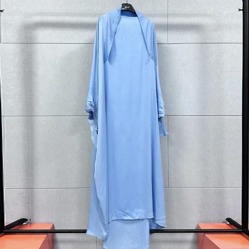 Tamanho Único Azul Celeste Jilbab