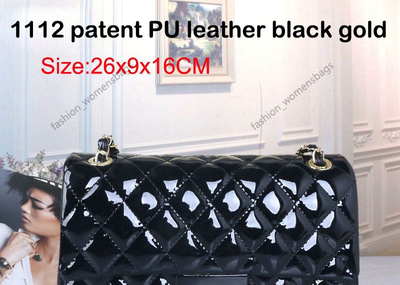 1112 26CM patent leather black gold