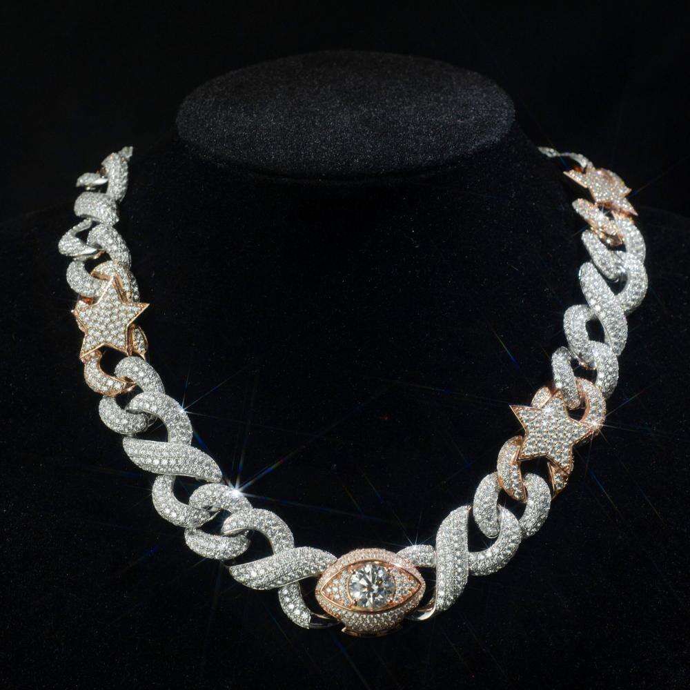 Rose Gold-Icedout Hip Hop Chain-16inches