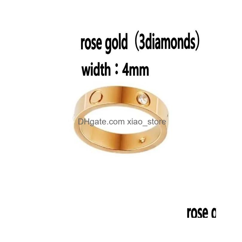 4 mm avec diamant couleur or rose