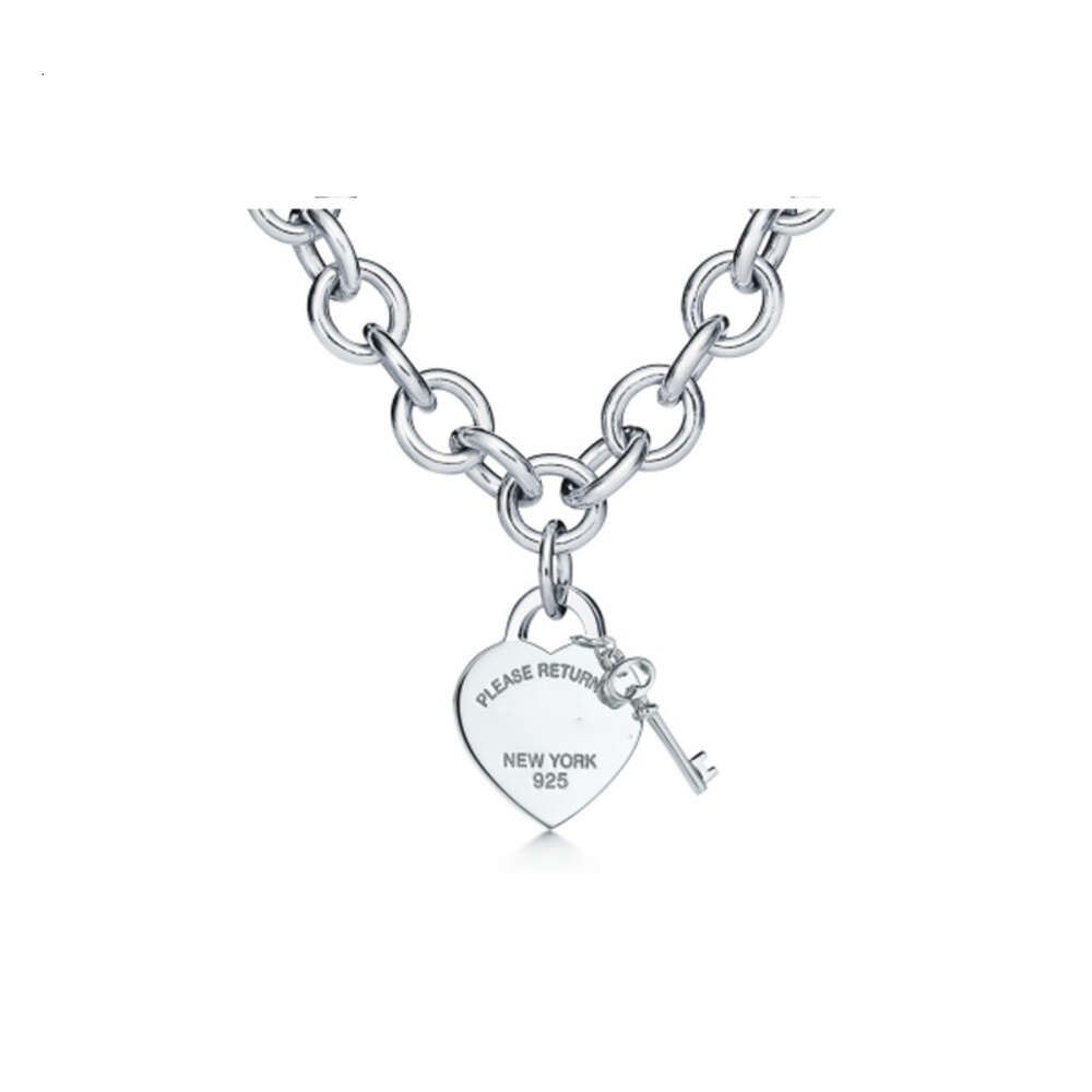 Lobster Clasp Heart Shaped Key Silver-