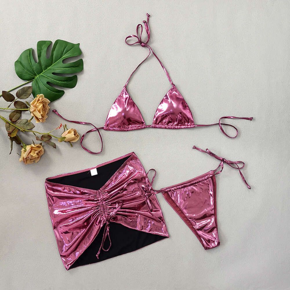 230914 Pink Glossy Three Piece Set