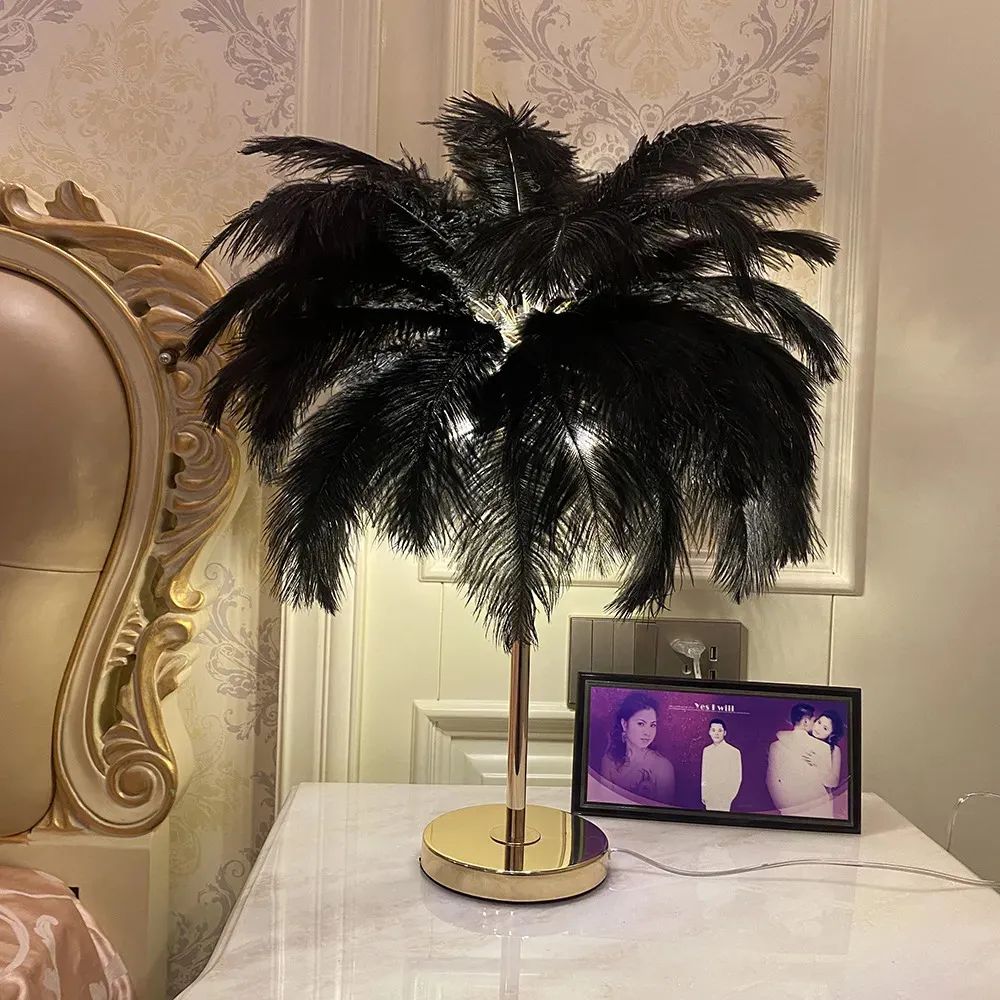 Black-with 40pcs Feathers-USB Power SU