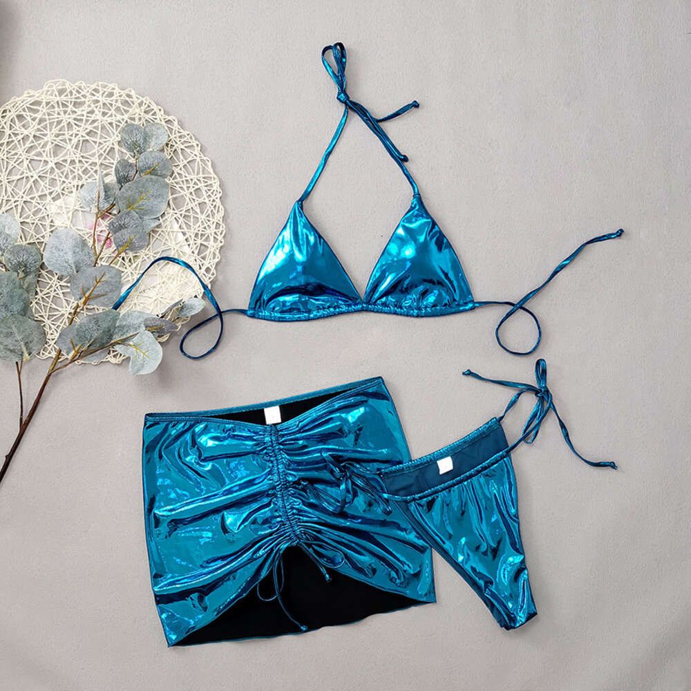 230914 Blue Glossy Three Piece Set