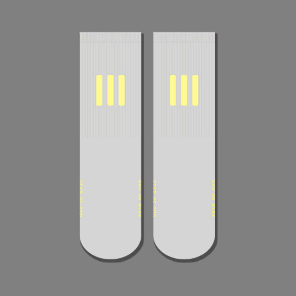 Grey Yellow Striped Fog Mid Length Socks