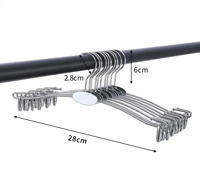 10pcs cabide de calças de prata