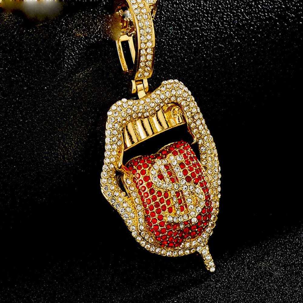 Gold single pendant red diamond) without