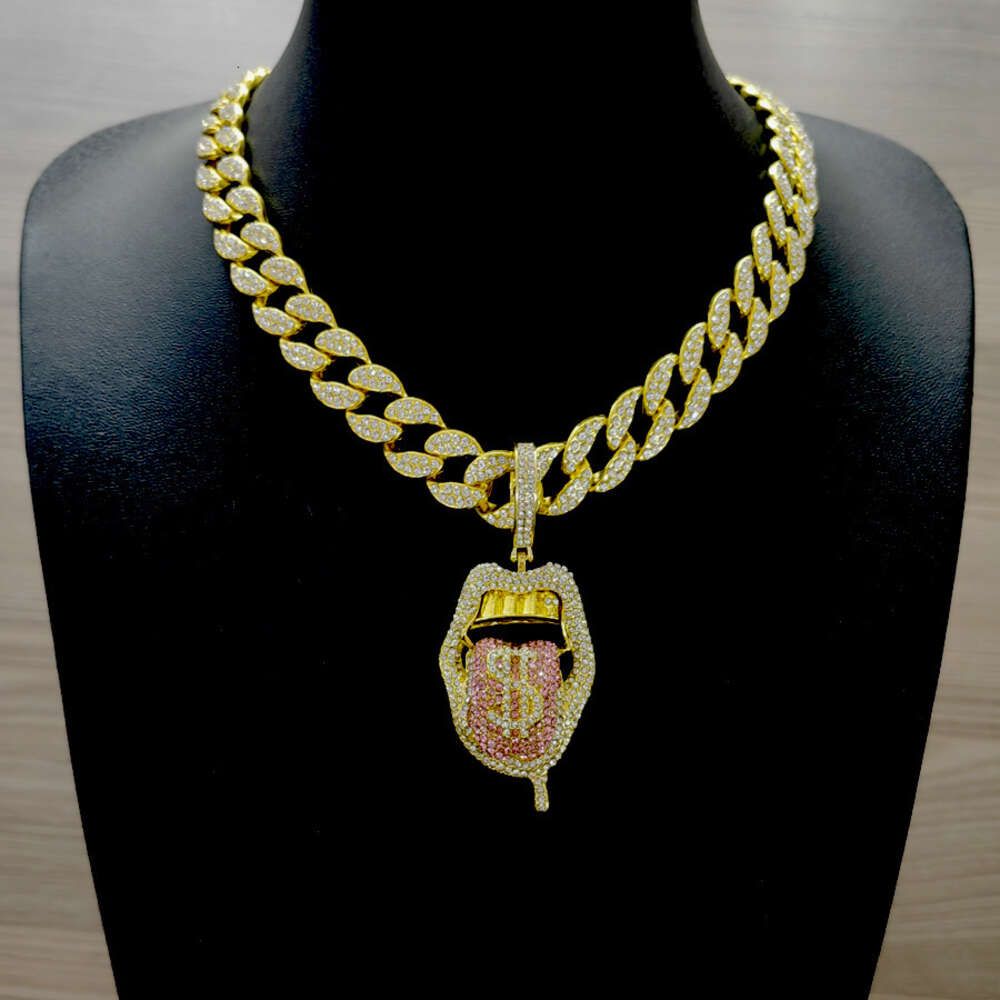 Gold with 18 inch Cuban chain pink