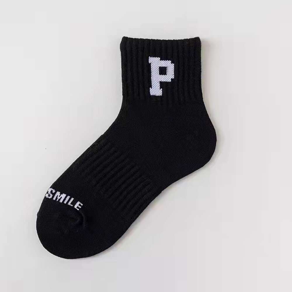 Black Letter p Thin Socks