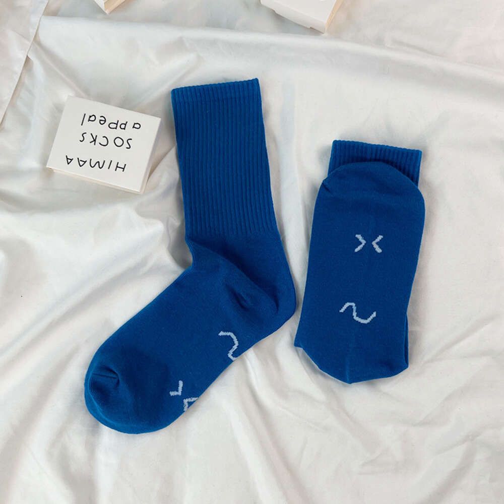 Blue Sole Smiling Expression Socks in