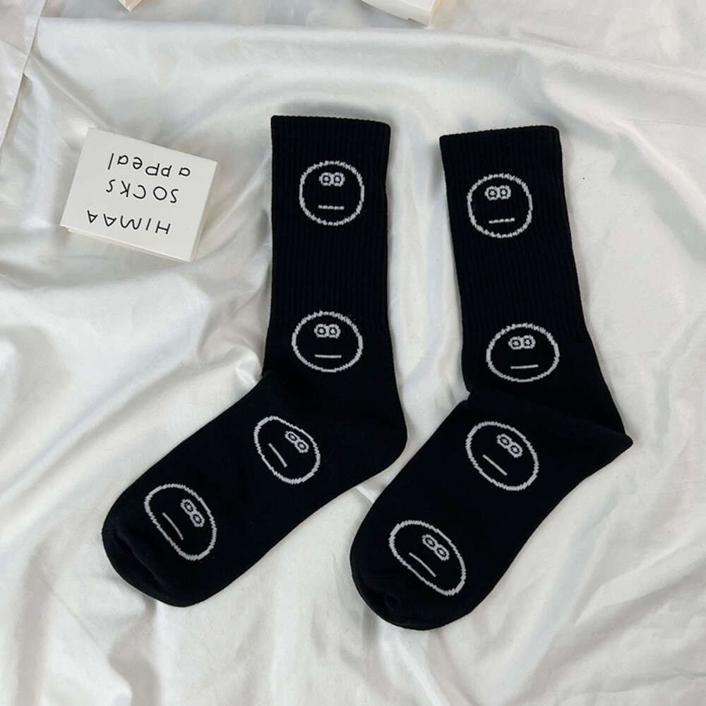 Black Staring Expression Socks in Thin