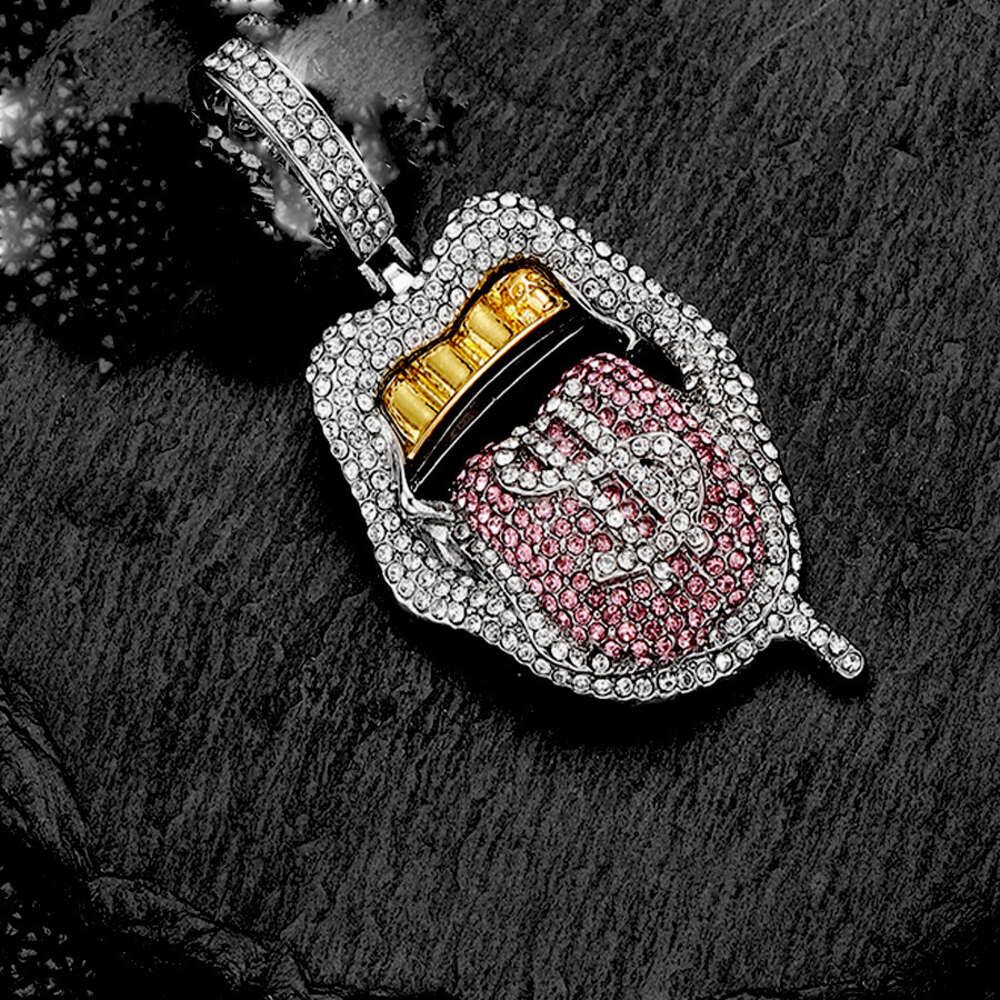 Silver single pendant pink diamond)