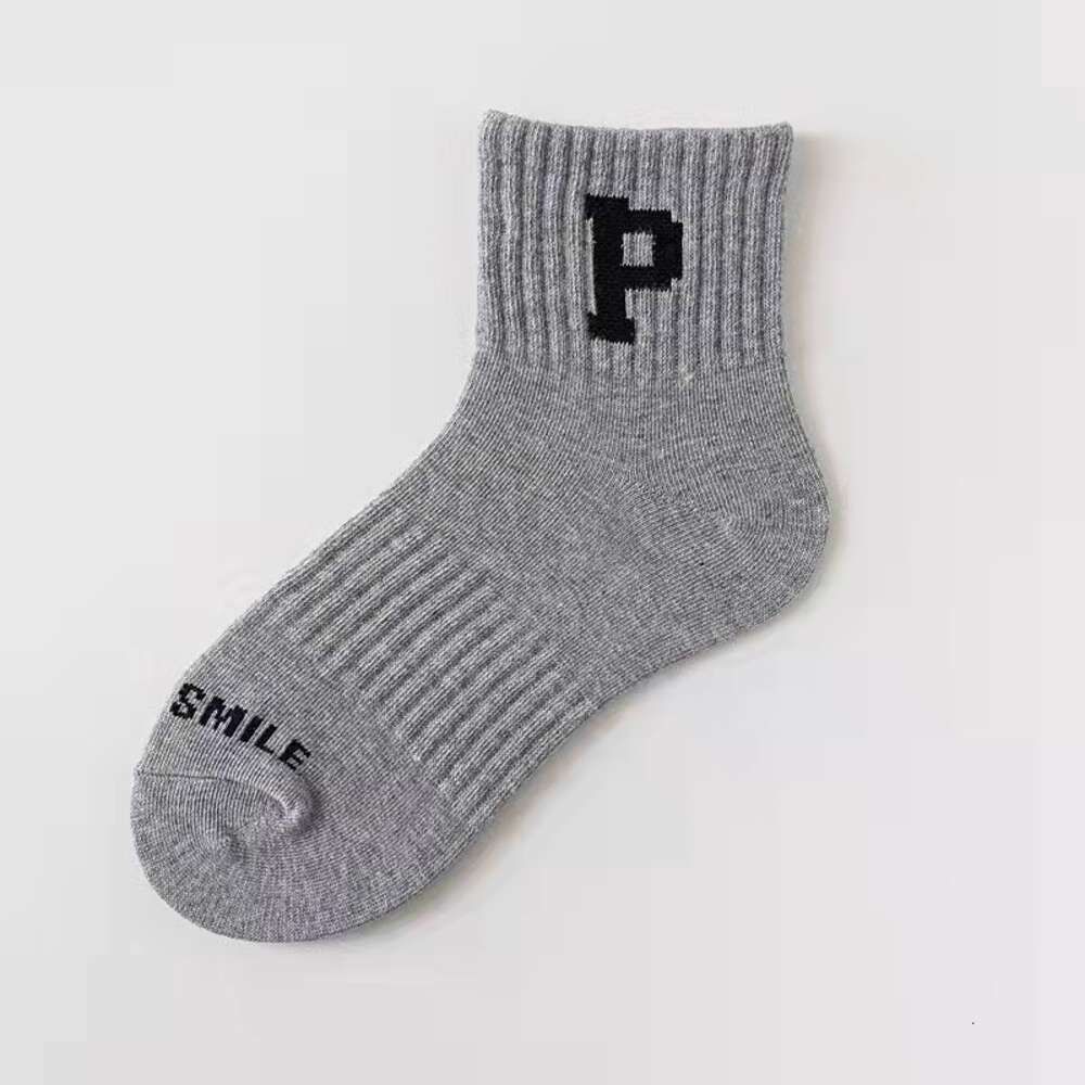 Grey Letter p Thin Socks
