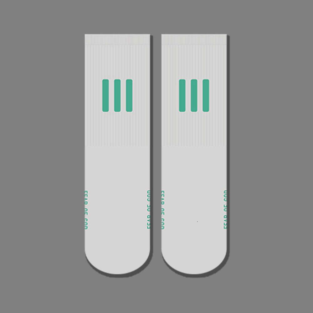 Grey Green Bar Fog Mid Length Socks