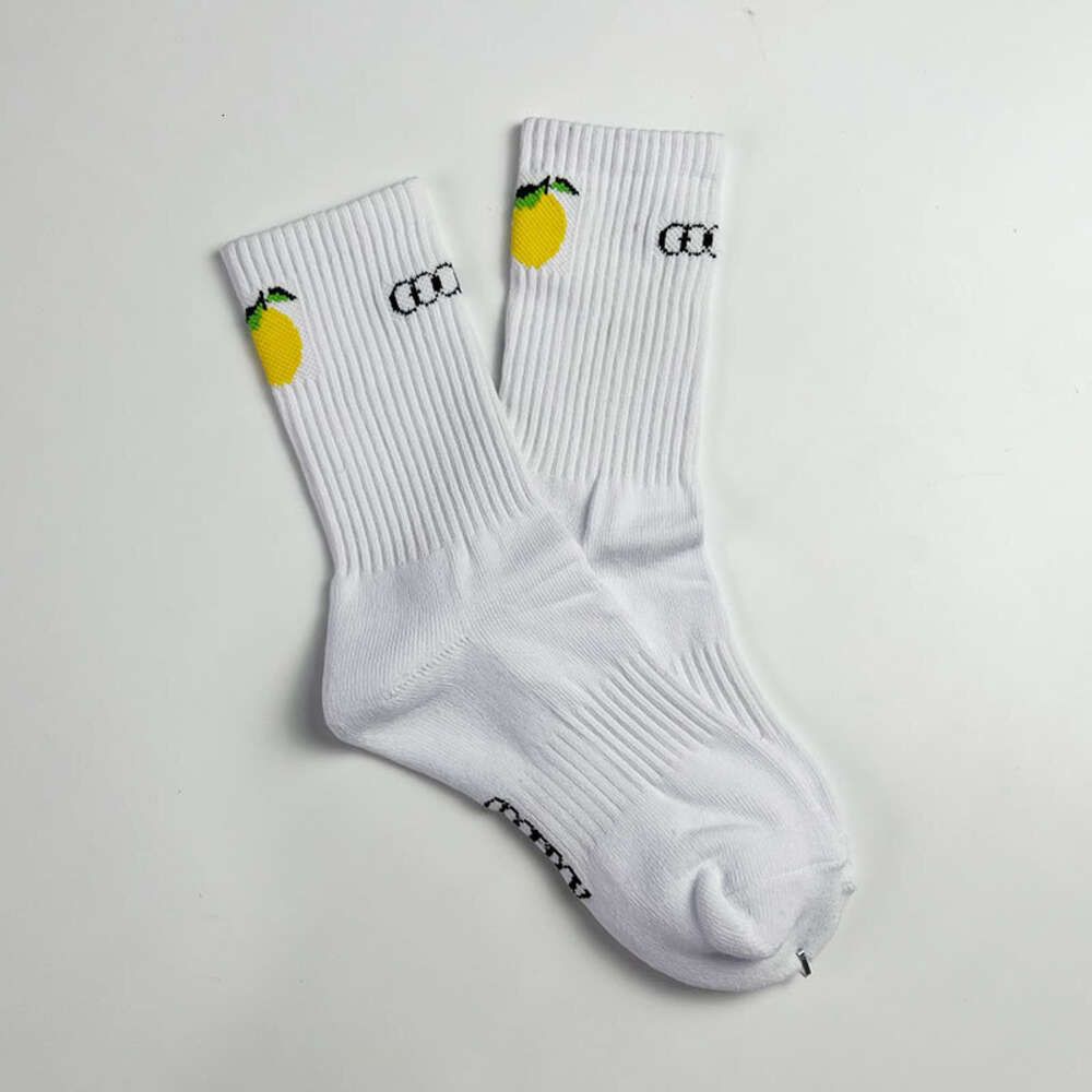 White Lemon Letter Towel Socks