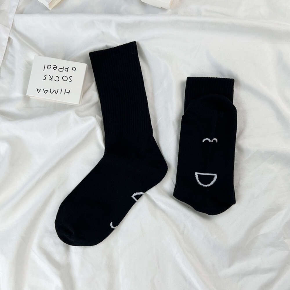 Black Soled Smiling Expression Socks,