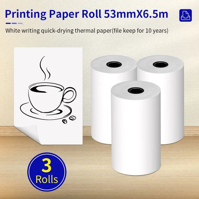 3 Rolls 53 mm papier