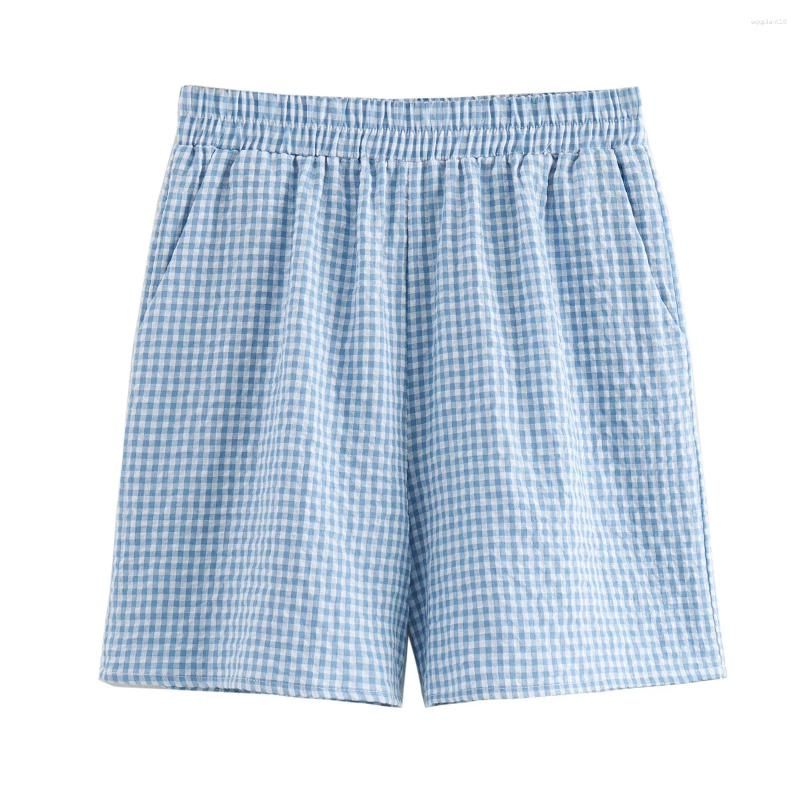 Blue plaid shorts