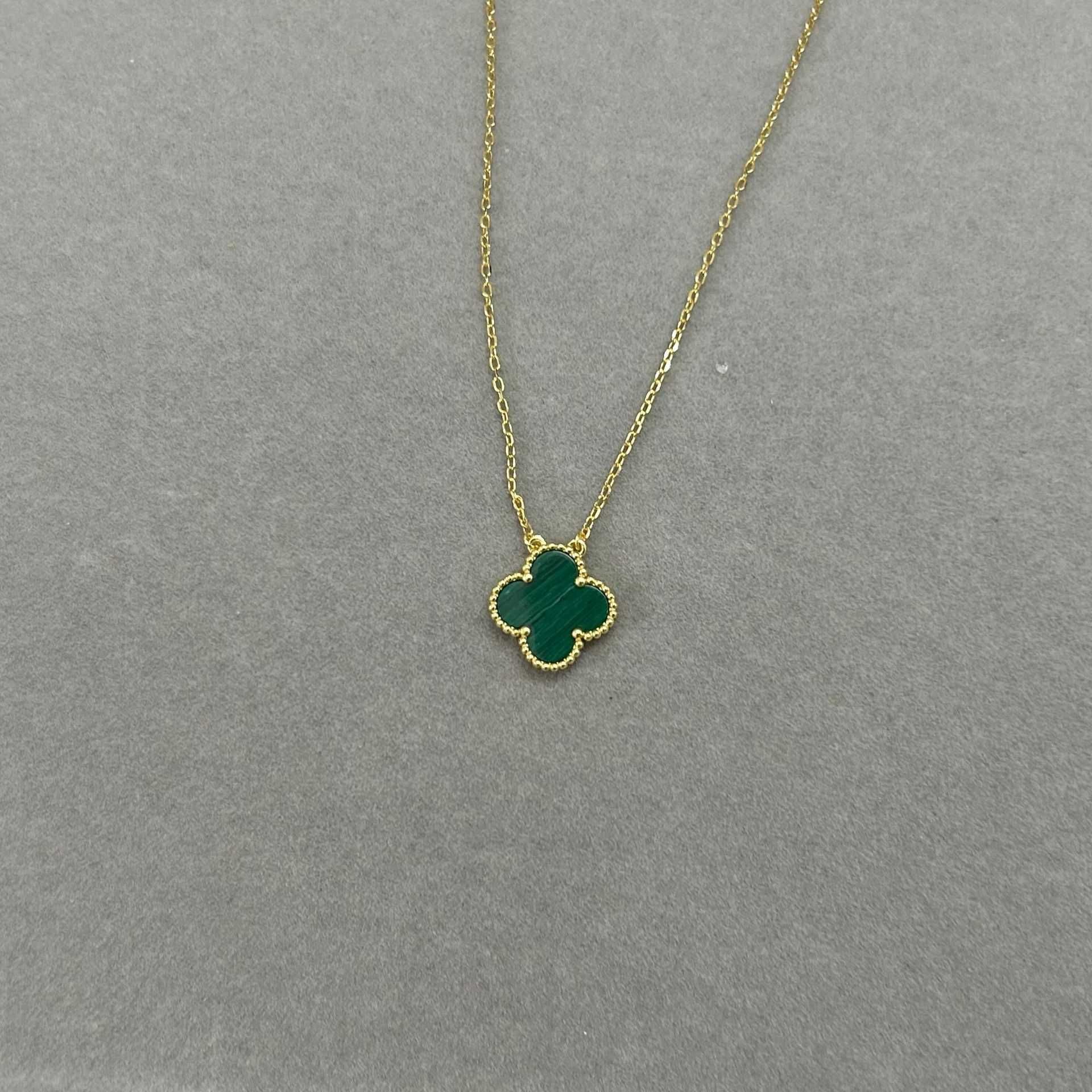 Collier Or Vert Paon-Argent 925