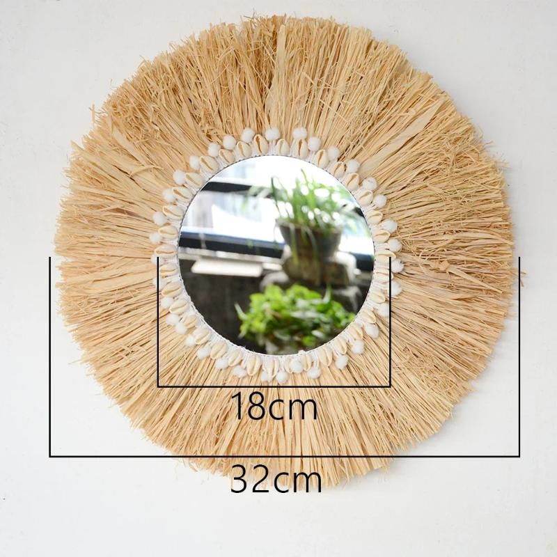 Shell Raffia Mirror