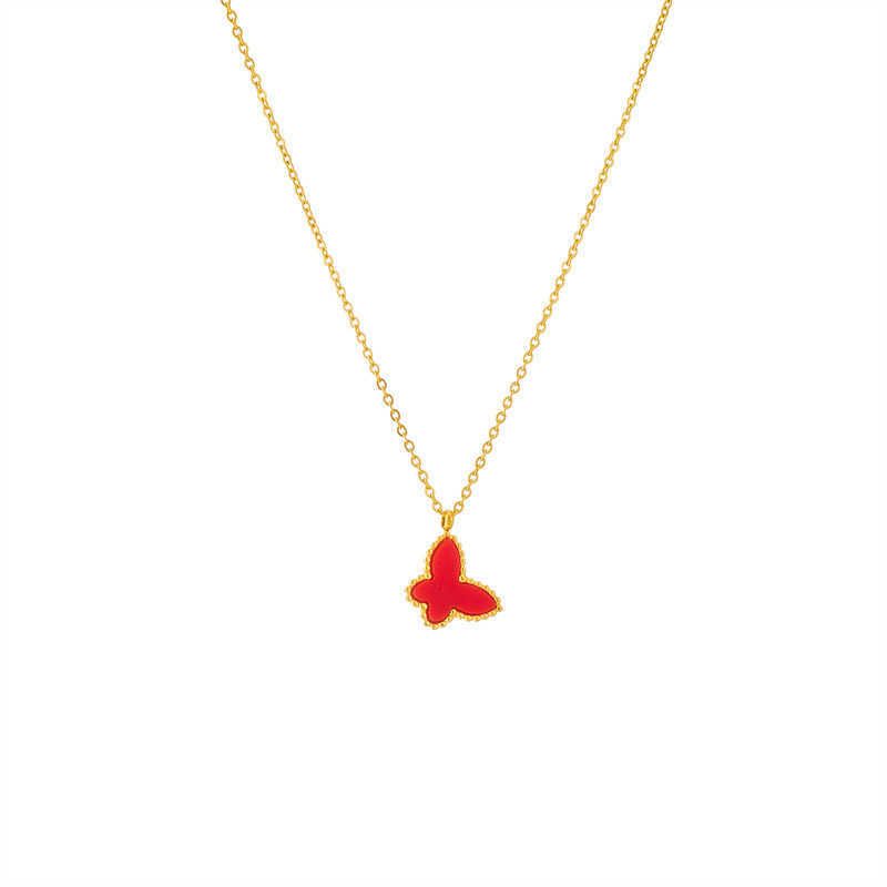 979 Collier papillon rouge