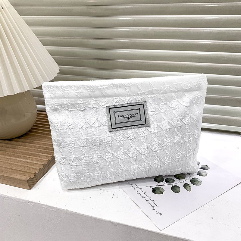 Houndstooth Cosmetic Bag-White