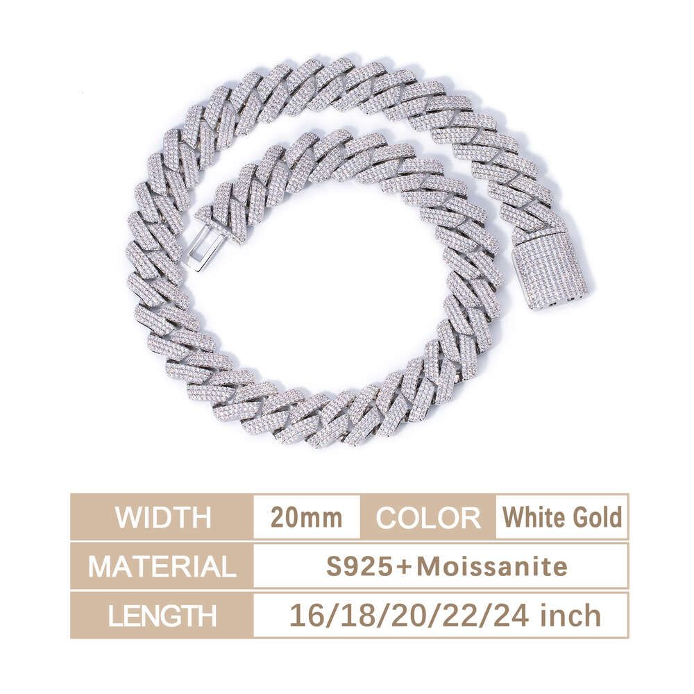 20mm 3ROWs vita guld-8-tums armband