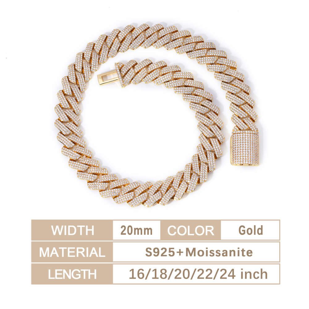 20mm 3Rows Gold-20-tums halsband