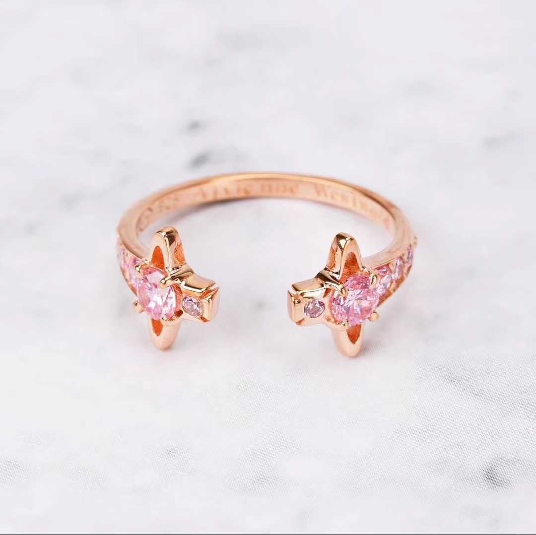 Anneau de diamant en poudre en or rose