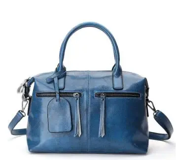 Blue genuine leather