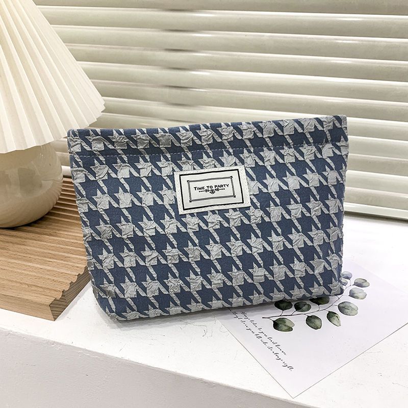 Houndstooth Cosmetic Bag-Blue