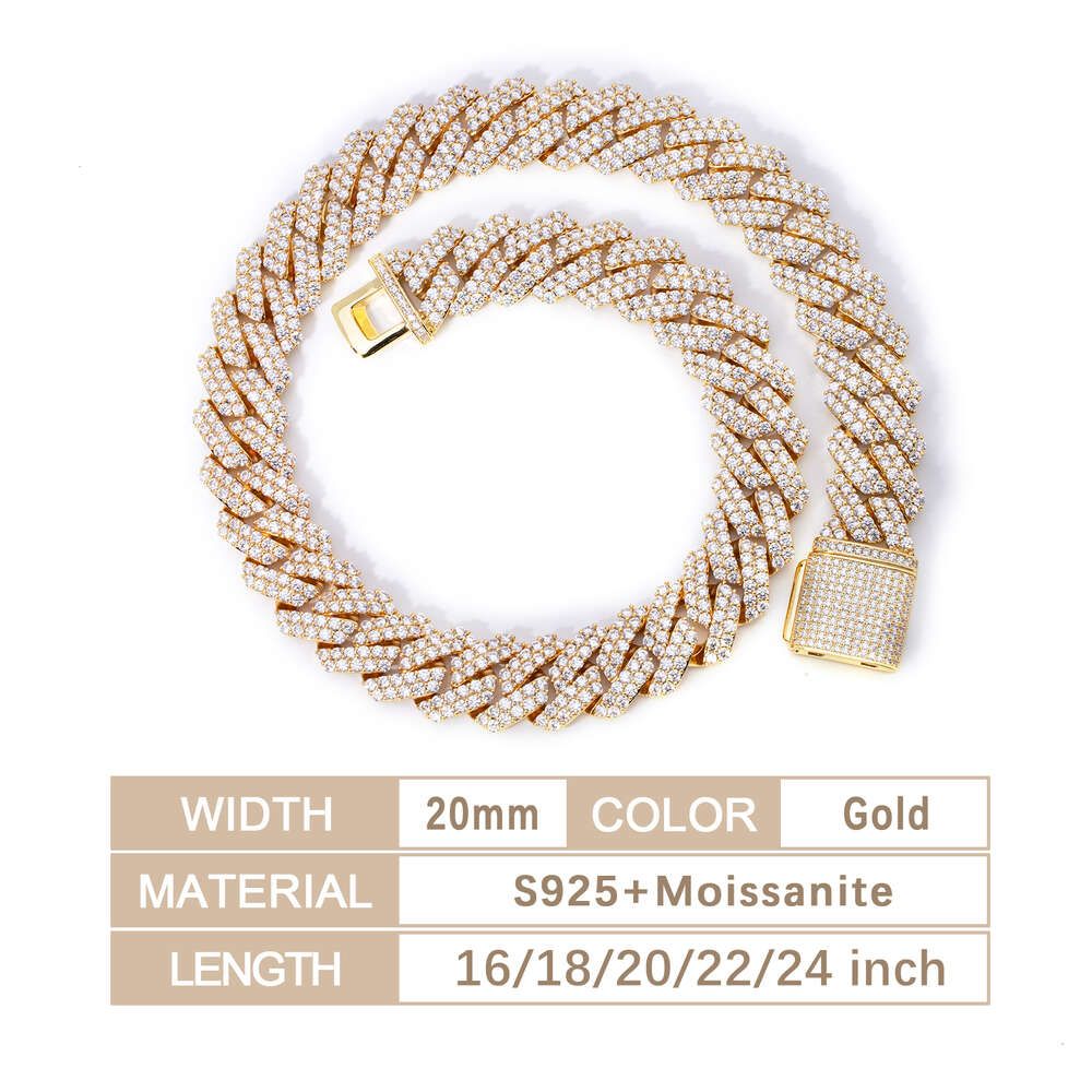 20mm 2Rows Gold-16-tums halsband