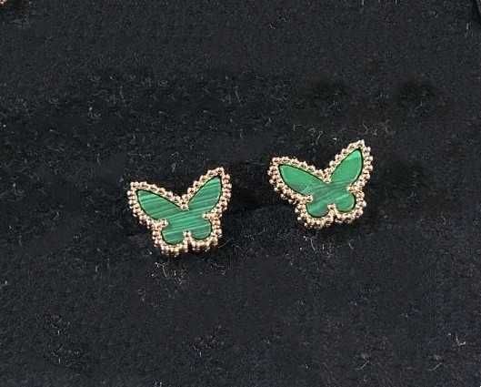 Rose Gold Green Shell Butterfly Earrin