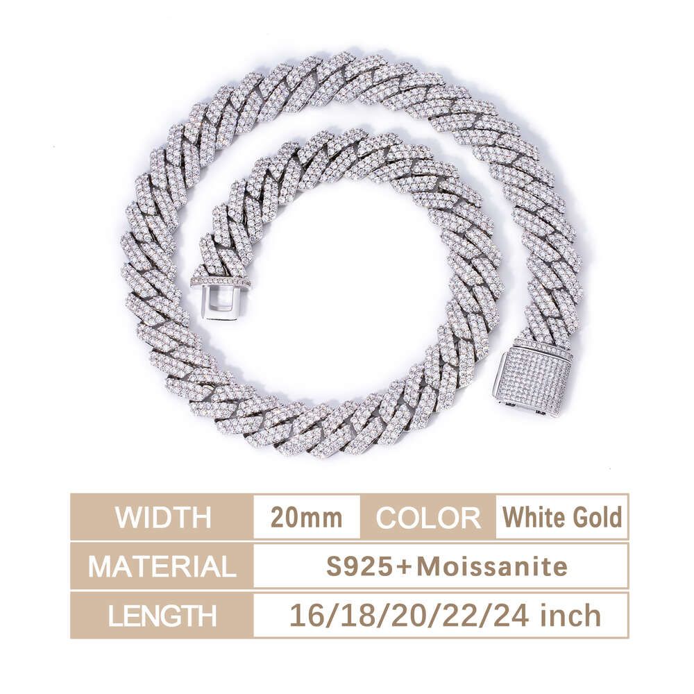 20mm 2Rows White Gold-6-tums armband