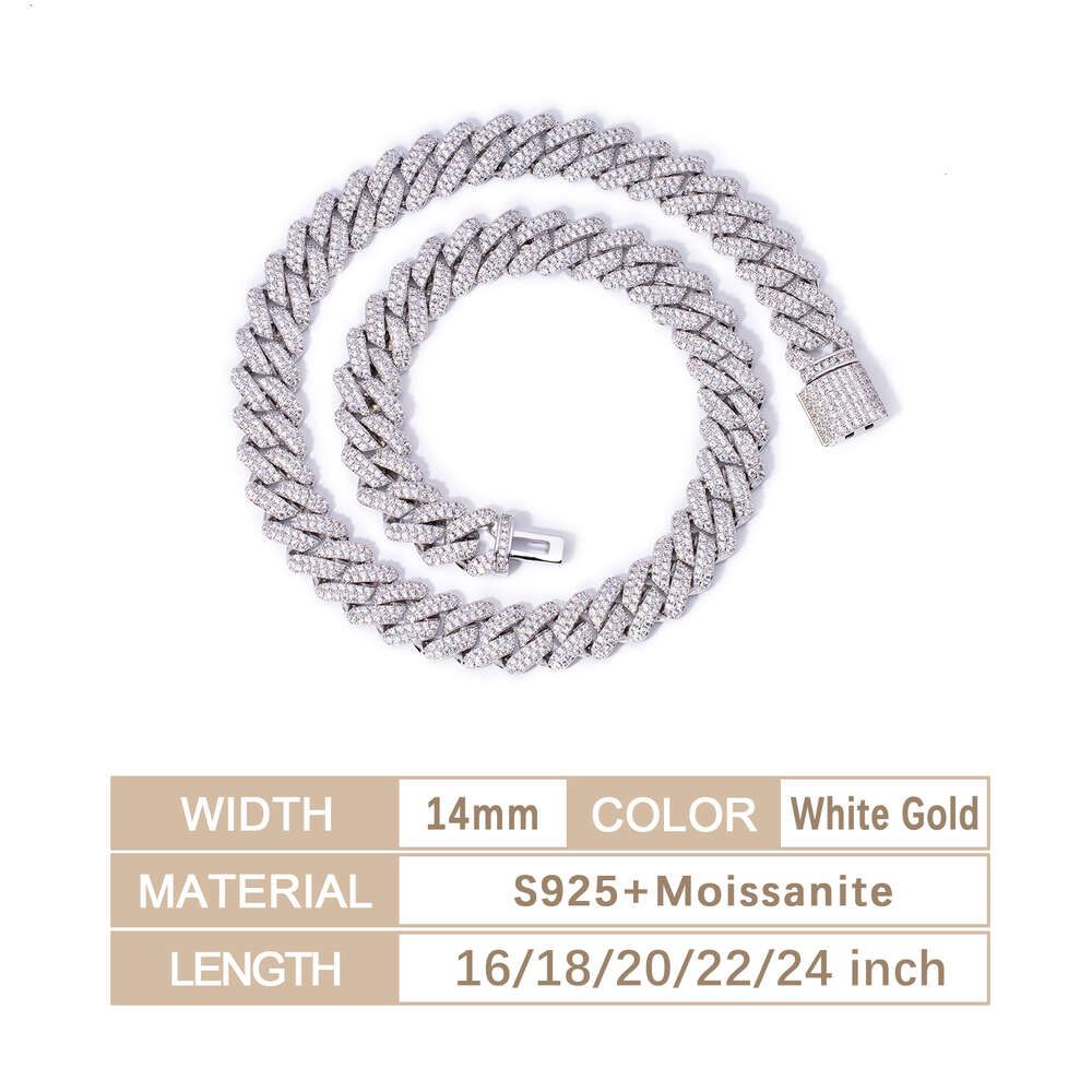 14 mm biały złoto-20-calowy naszyjnik