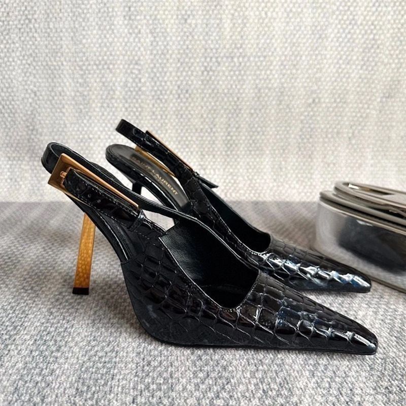 Crocodile black-gold heel-7CM