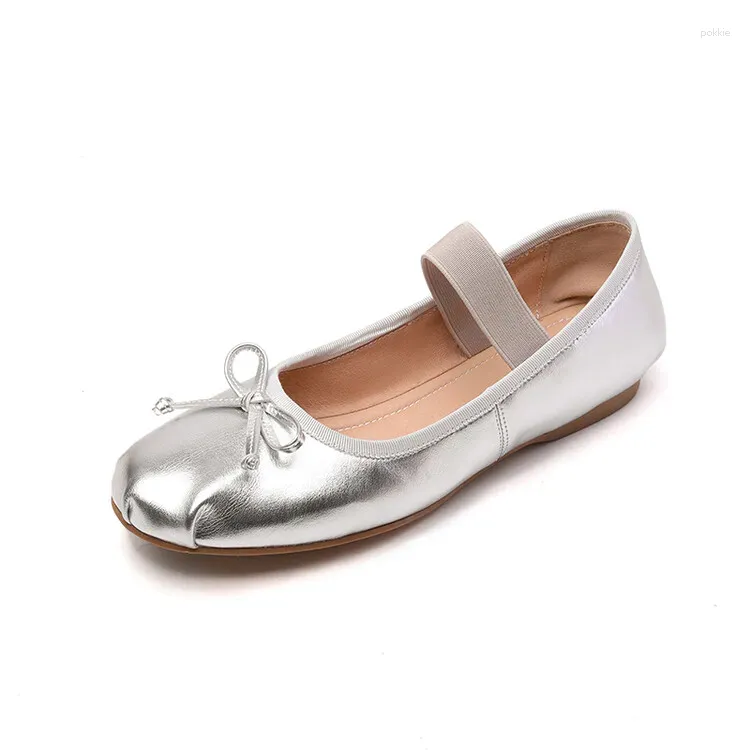 Silver Ballet Flats