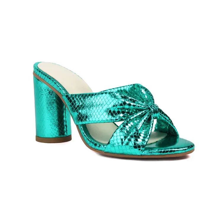 Green Pleated Mules
