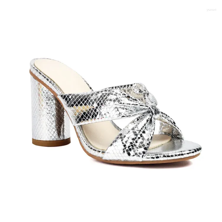 Silver Pleated Mules