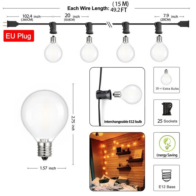 15m 25 bulbs-eu plug-1w