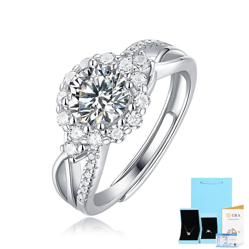 Ensemble Ring 1CT (certificat de boîte cadeau)