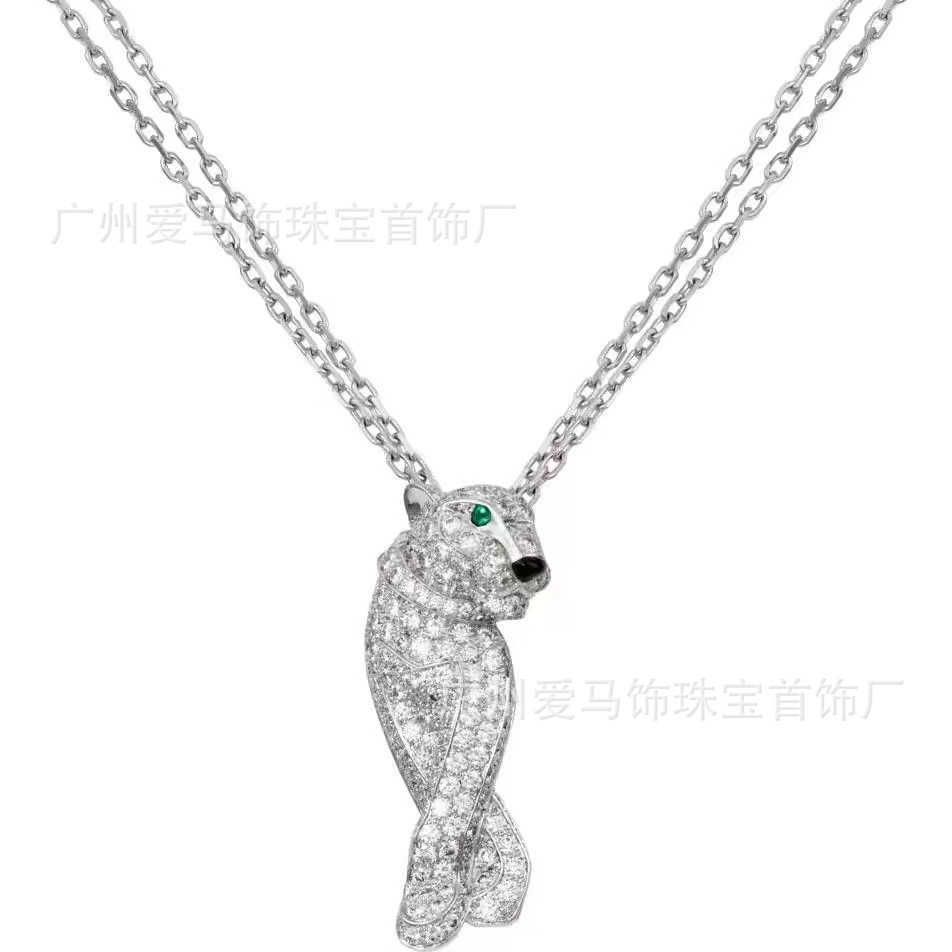 Full Diamond Leopard Head Necklace-925