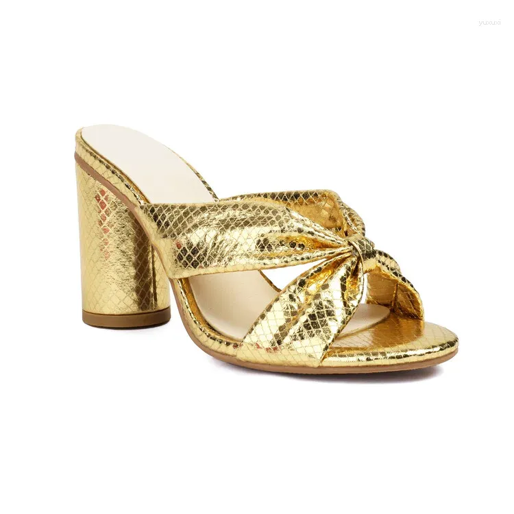 Gold Pleated Mules