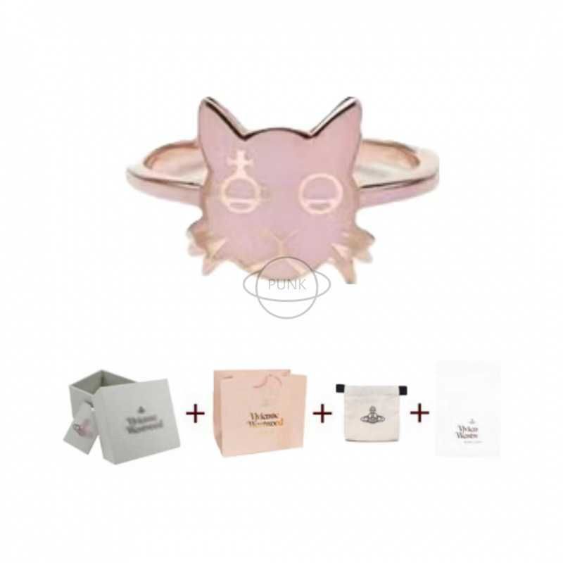 Anel de gato em pó de ouro rosa+conjunto