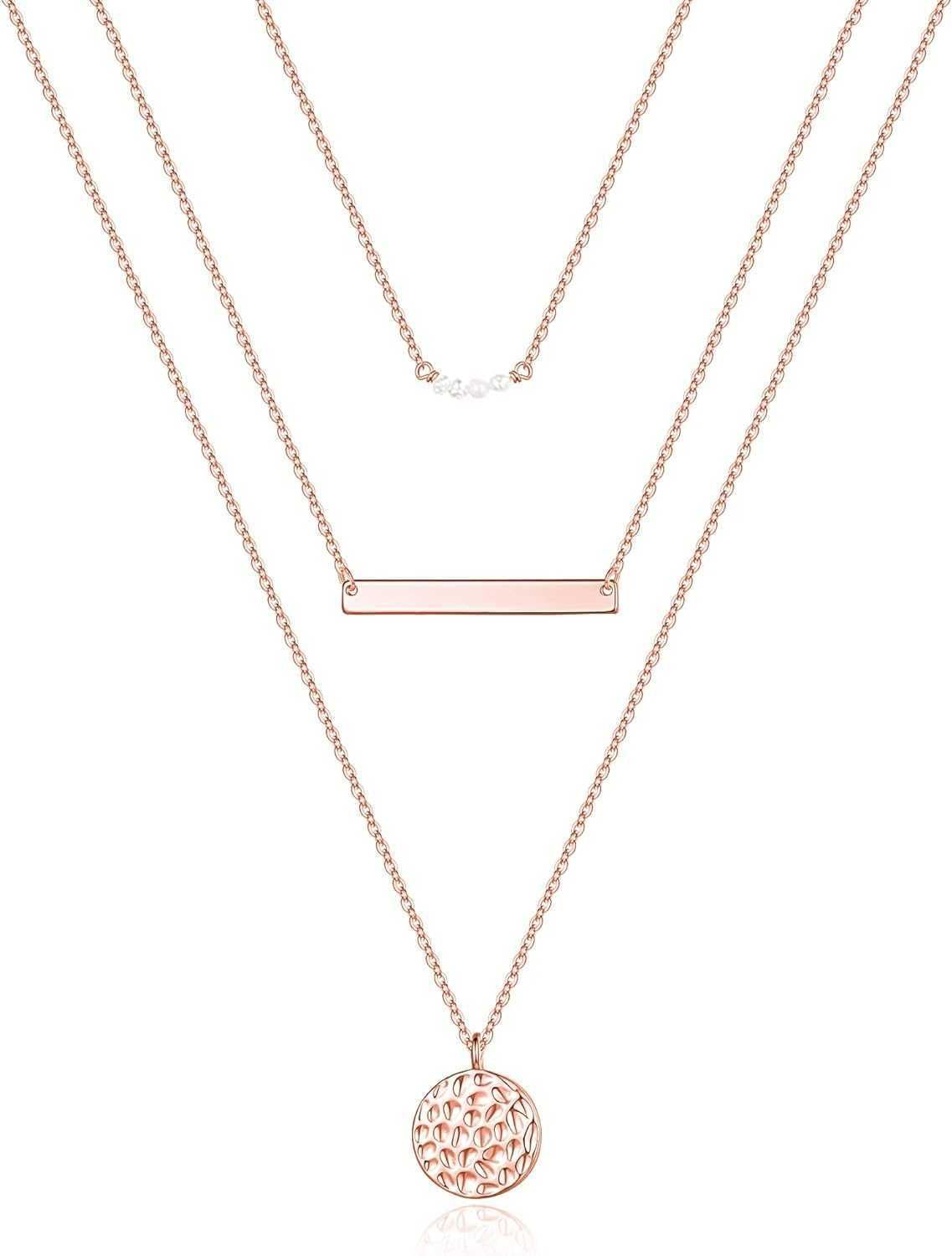 3pcs Rose Gold - Pearls&bar&hammered D