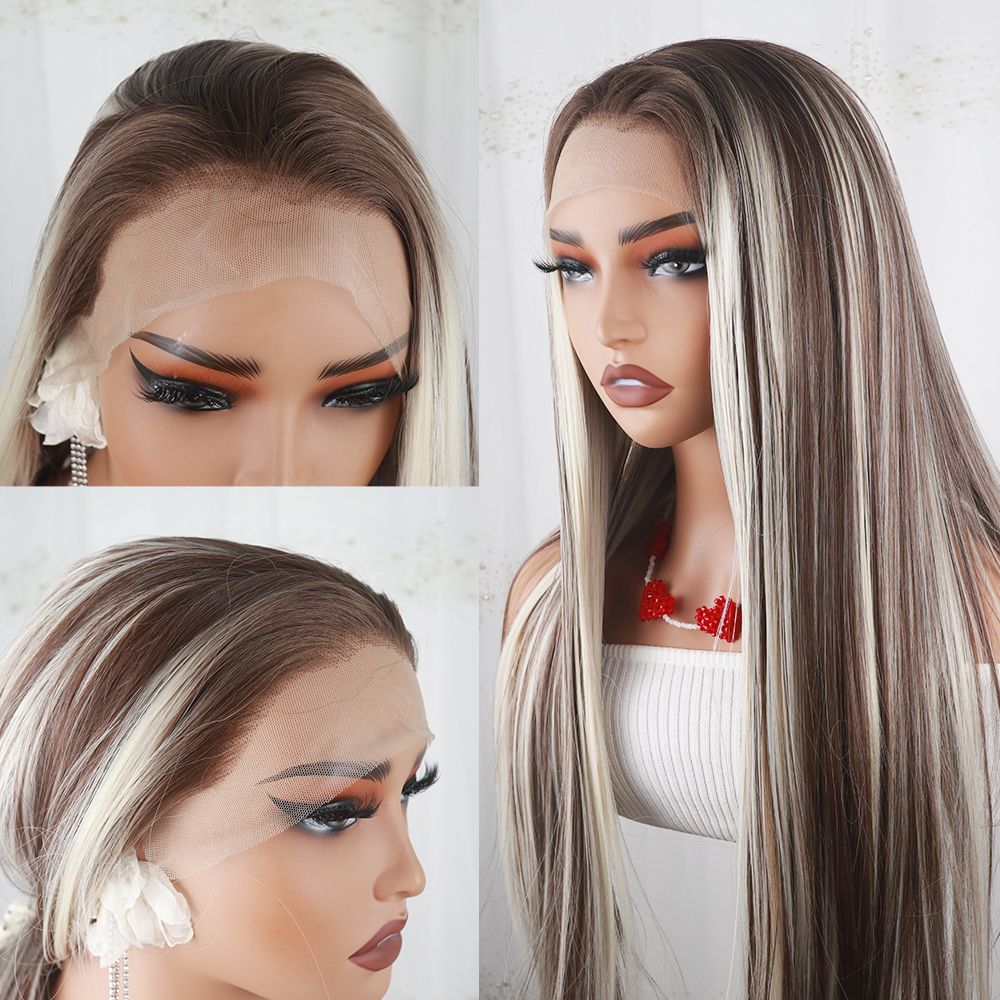 36 Inch Ombre Blonde Straight Hair Look Like Human Hair detail view 5