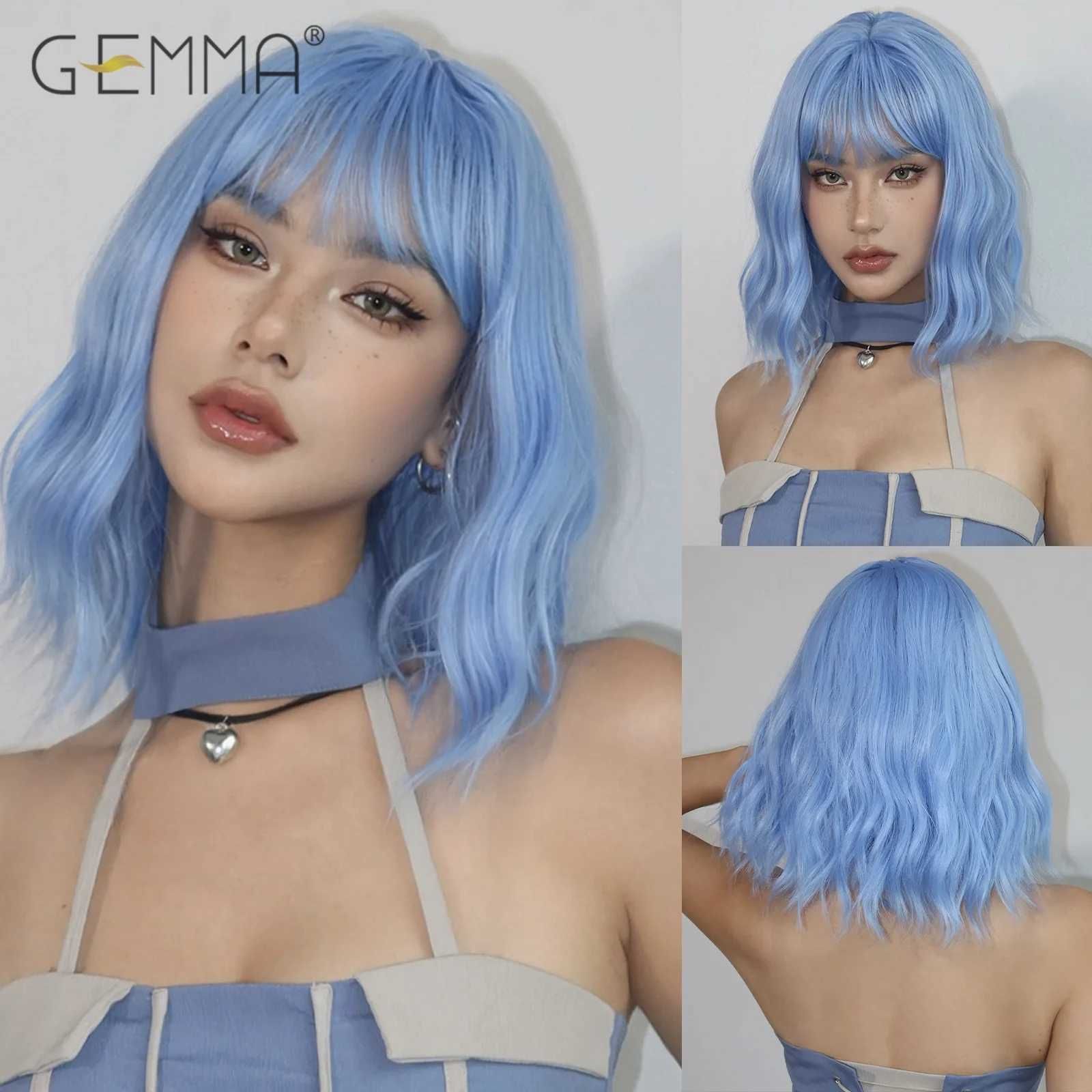 Shoulder Long Light Purple Synthetic Curly Wig with Bangs detail view 3
