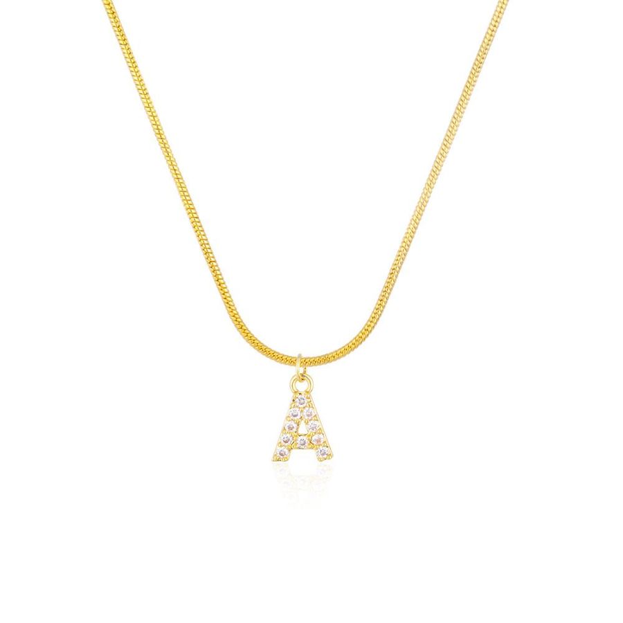 pendentif pour lettre incrustée de zircons chaîne alphabet colliers collier diamant bijoux en or créateur cadeau femme_voghion.com